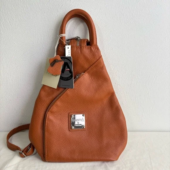 VALENTINA Made In Italy Pebbled Leather Convertible Backpack NEW W TAGS - Picture 10 of 16